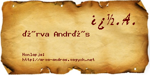 Árva András névjegykártya